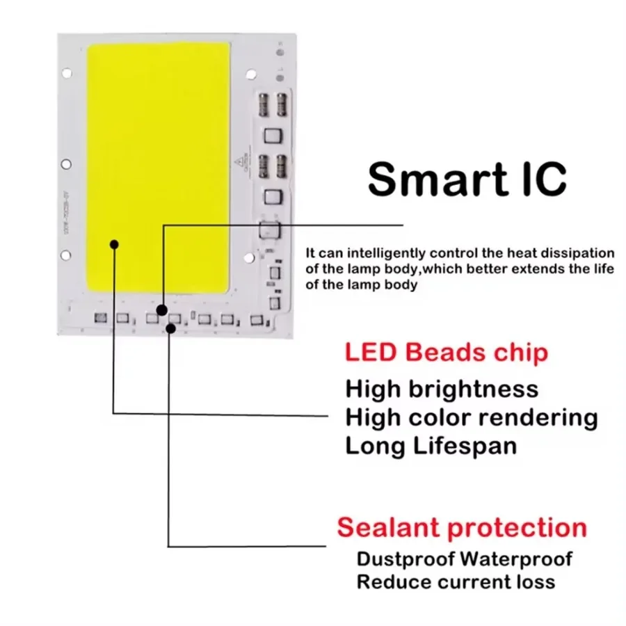 LED COB lamp Bead 200W 100W 150W AC 220-240V IP65 Smart IC No Need Driver DIY Flood light Led Bulb Spotlight Outdoor Chip Lamp