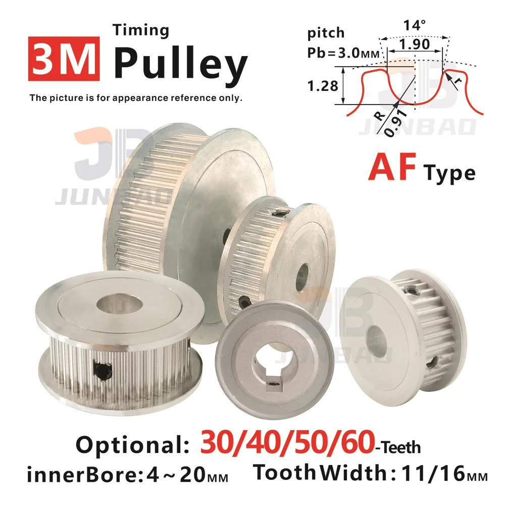 Aluminum Synchronous Wheel Timing Pulley 30T/40T/50T/60T 3M for DIY 3D Printers CNC Machines Mechanical Transmissions