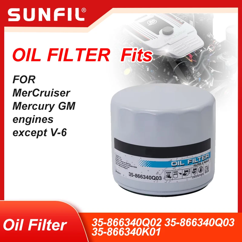 35-866340Q02 35-866340Q03 35-866340K01 OIL FILTER  Fits FOR MerCruiser Mercury GM engines except V-6 