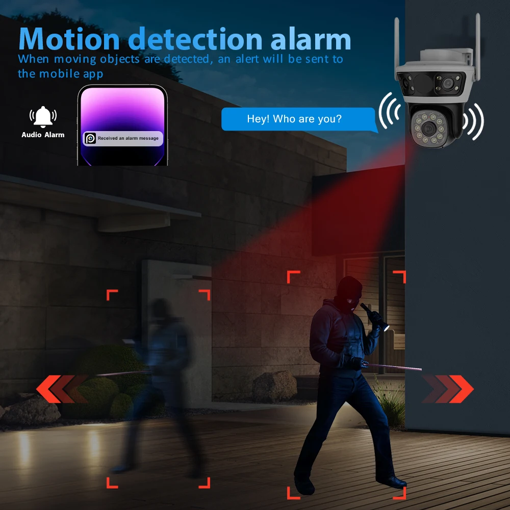 Imagem -03 - Câmera ip Ptz Wifi com Lente Tripla Segurança de Tela Tripla Detecção de Corpo Móvel Cctv ao ar Livre 6k 12mp