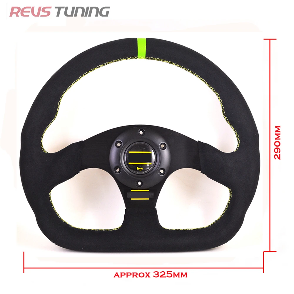 جودة عالية شقة D شكل الكانتارا الأخضر غرزة سيارة سباق سباق الرياضة المقود لعبة كمبيوتر القيادة محاكاة المقود #6