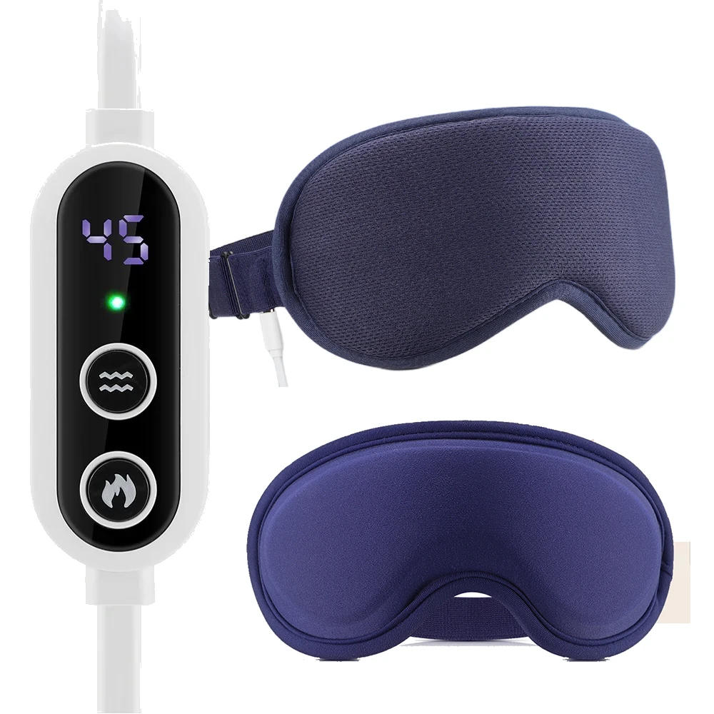USB Charging Heated Eyemask Vibration Massage for Dry Eyes Relieve Eye Fatigue Warmth Sleep Shading Office Home Travel Eye Mask