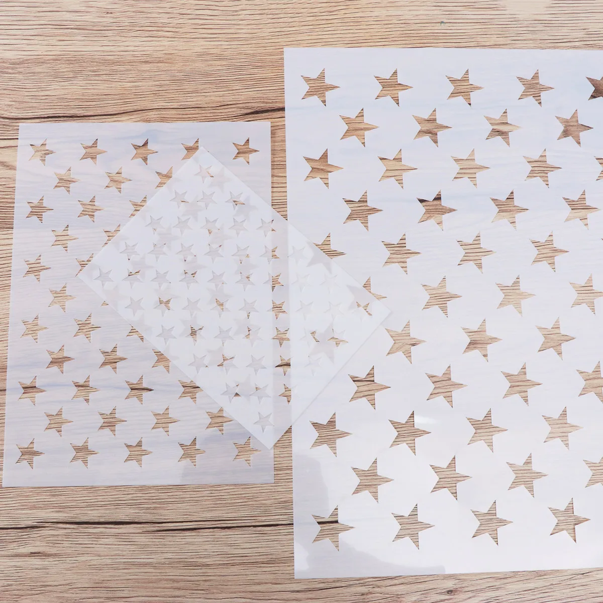 3Pcs Star Spray Painting Stencils Premium Plastic DIY Drawing Templates for Wall Wood Paper Fabric Crafting Five-Pointed Hollow