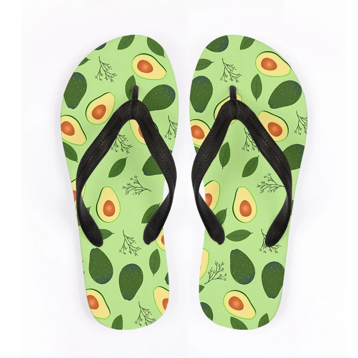 

Green Avocado Cartoon Print Pattern Ladies Slippers Cushion Fashion Simple Hot Sales Flip Flops Outdoor Indoor Dormitory Sandals