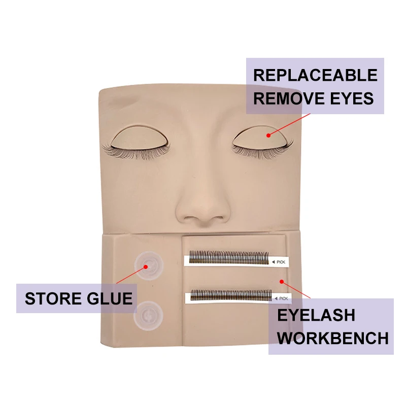 New Silicone Head Training Mannequin with Removable Eyes Practice Head Model For Eyelash Extension Training Mannequin Head