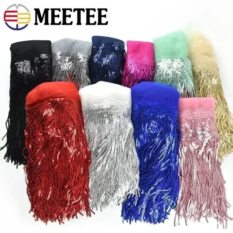 

Meetee 4/10Yards 20cm Sequin Fringe Tassel for Sewing Lace Ribbon Wedding Party Dress Fabric DIY Handmade Clothes Accessories