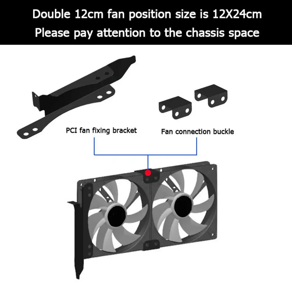 PCI Slot Dual Fan Mount Rack Bracket for 90mm 120mm PC Graphics Card Cooling Fan Video Graphics Card Water Cooler Radiator