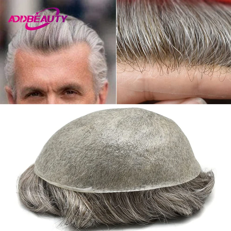 

Choice Men Capillary Prosthesis Toupee Vloop Hairpiece Ultra Thin PU 0.2-0.3mm Human Hair Wig Indian Remy Hair System Natural