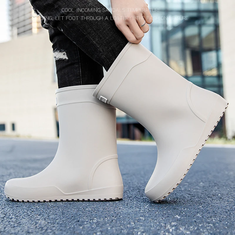 Men's Rain Boots Rubber Gumboots Mid-calf Waterproof Working Boots Comfort Non-slip Fashion Men's Rain Boots Rubber Gumboots