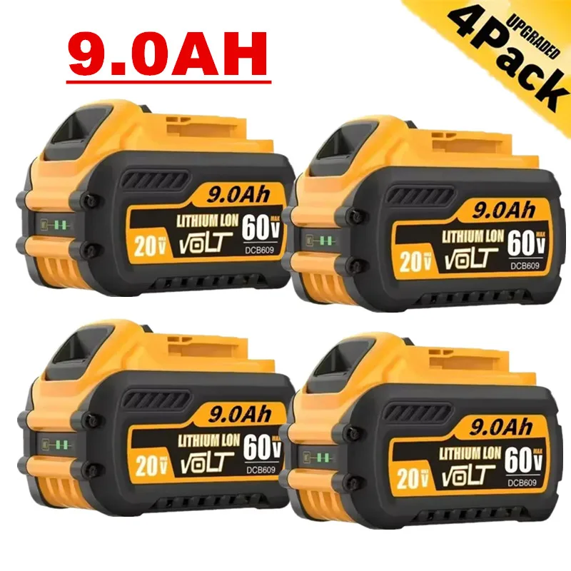 

1/2/4PACK 9.0Ah DCB609 Replacement For De-walt Flexvolt 20V/60V MAX XR Battery Compatible With DeWalt Flex-Volt DCB609 DCB612