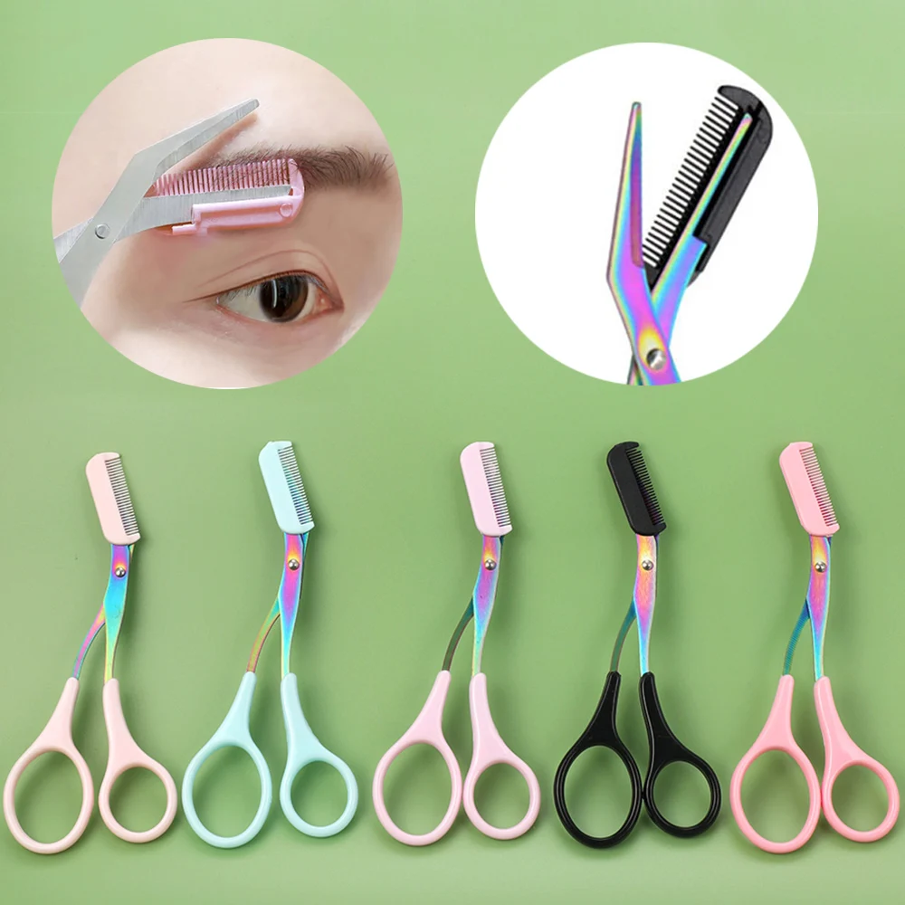 1PCS Eyebrow Trimmer Scissors With Comb Facial Hair Remover Stainless Steel Eyebrow Razor For Women Beauty Eyebrow Shaving Tool