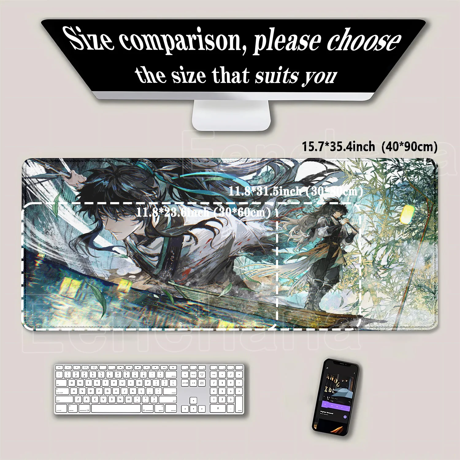 Qiuyuan Game Mouse Pad Wuthering Waves HD printing offices Computer Gamer Keyboard Mousepad Non-Slip Rubber Laptop XXL Desk Mat