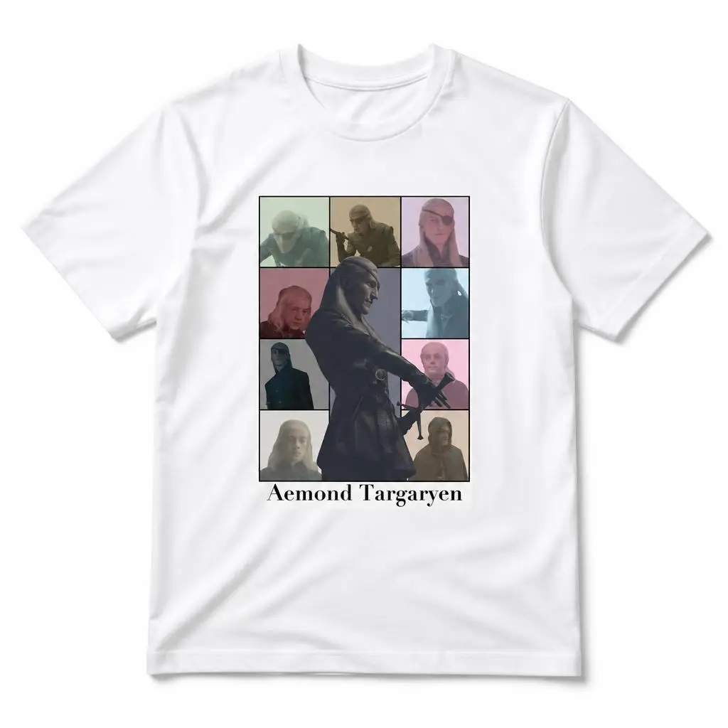 One-Eye Poster Houses of The Dragons T-Shirts for Men Pure Cotton Tees Round Collar Short Sleeve T Shirts