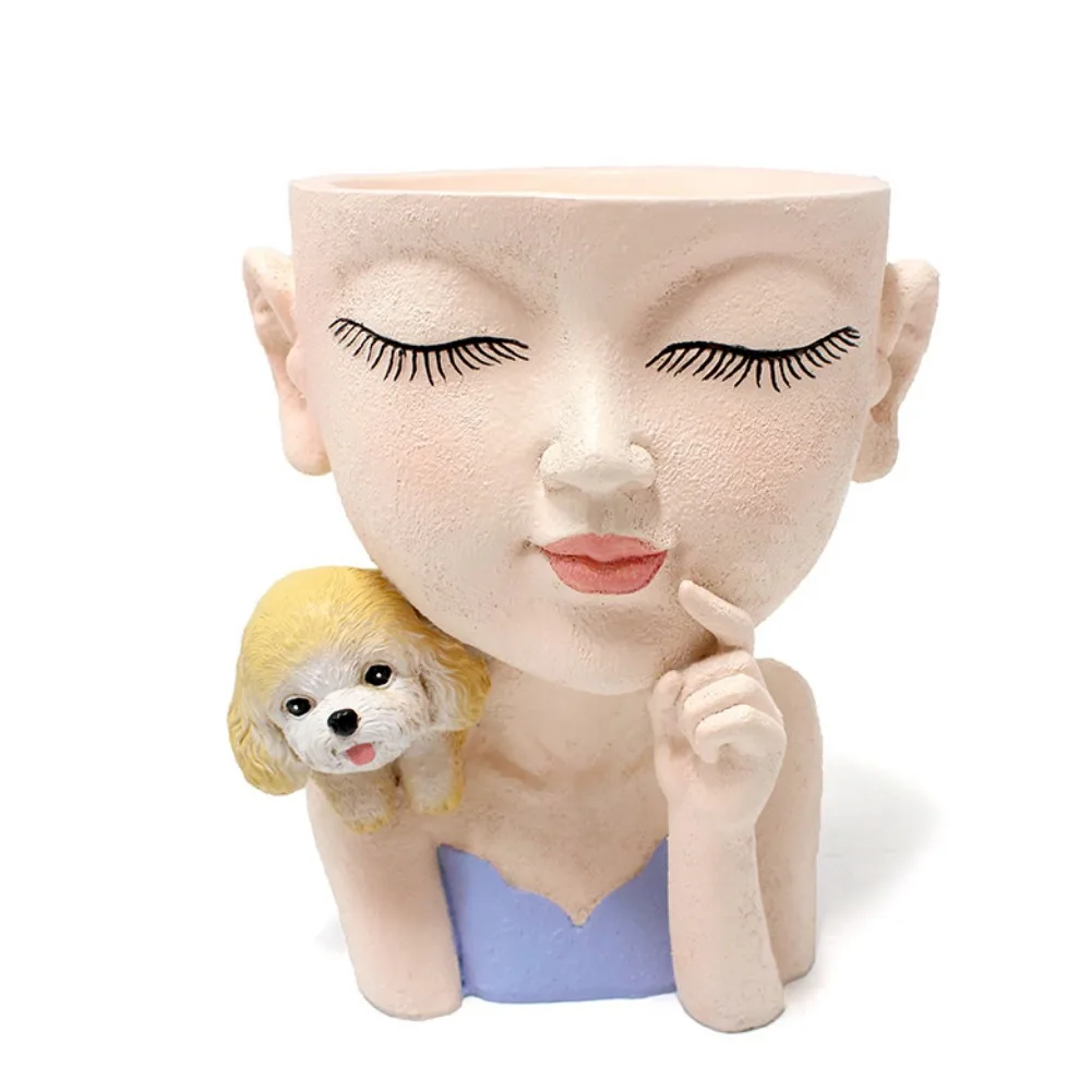

Funny Decorative Girls Flower Pot Micro Landscape Elegant Succulent Plant Pot Unique Resin Desktop Flowerpot Balcony