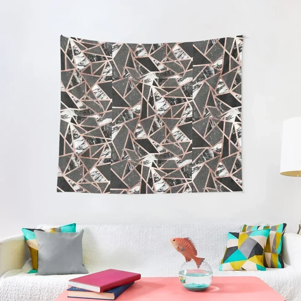 

Modern Rose Gold Glitter Marble Geometric Triangle Tapestry Bedrooms Decor Carpet Wall Tapestry