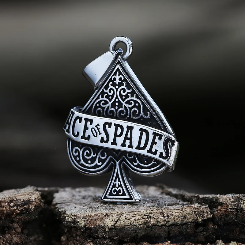 Ace of Spades Men Necklaces Jewelry,Stainless Steel Poker A Pendant,Rock Punk Casino Good Fortune Collar Accessory V232