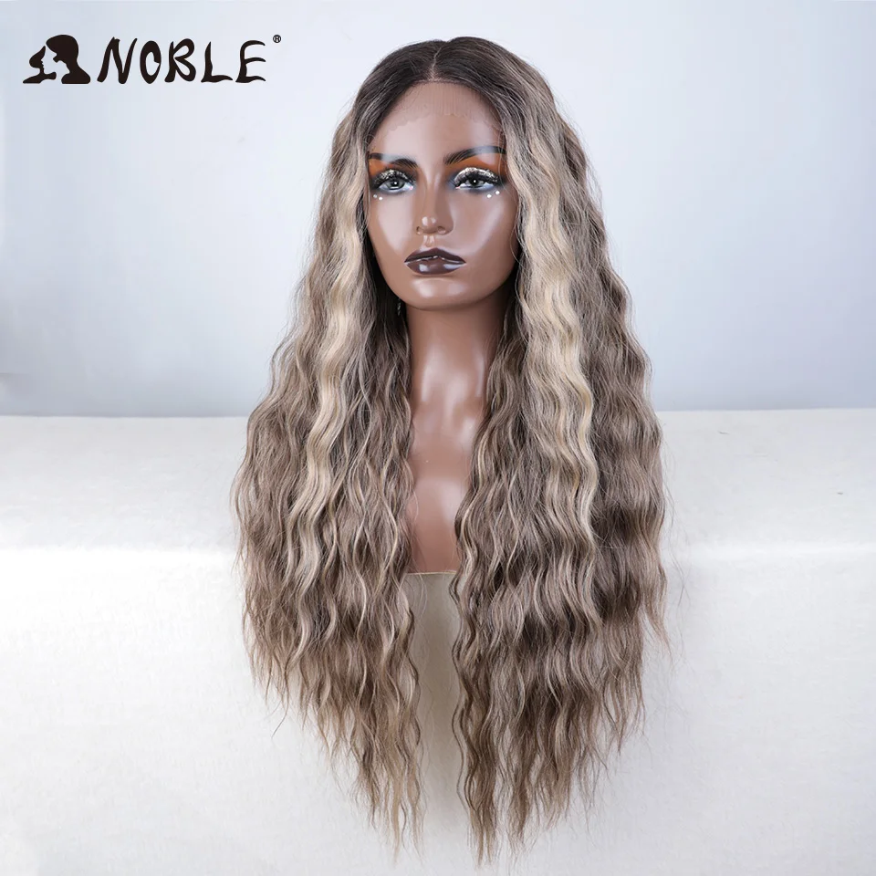 Noble Synthetic Lace Front Wig 30 Inch Long Wavy Ombre Blonde Wig Cosplay Wigs Part Synthetic Wigs For Women Lace Front Wigs