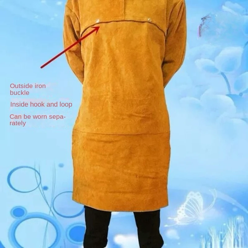 Cowhide Welder Protective Argon Arc Welding Work Clothes Reverse Wearing Apron Worker Welding Jacket Fire Retardant Clothing