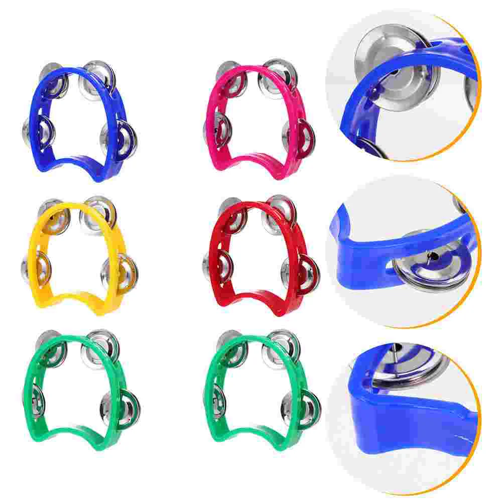 10 Pcs Double Row Hand Bell Shaking Tambourines Music Toys Orff Plastic Funny Child