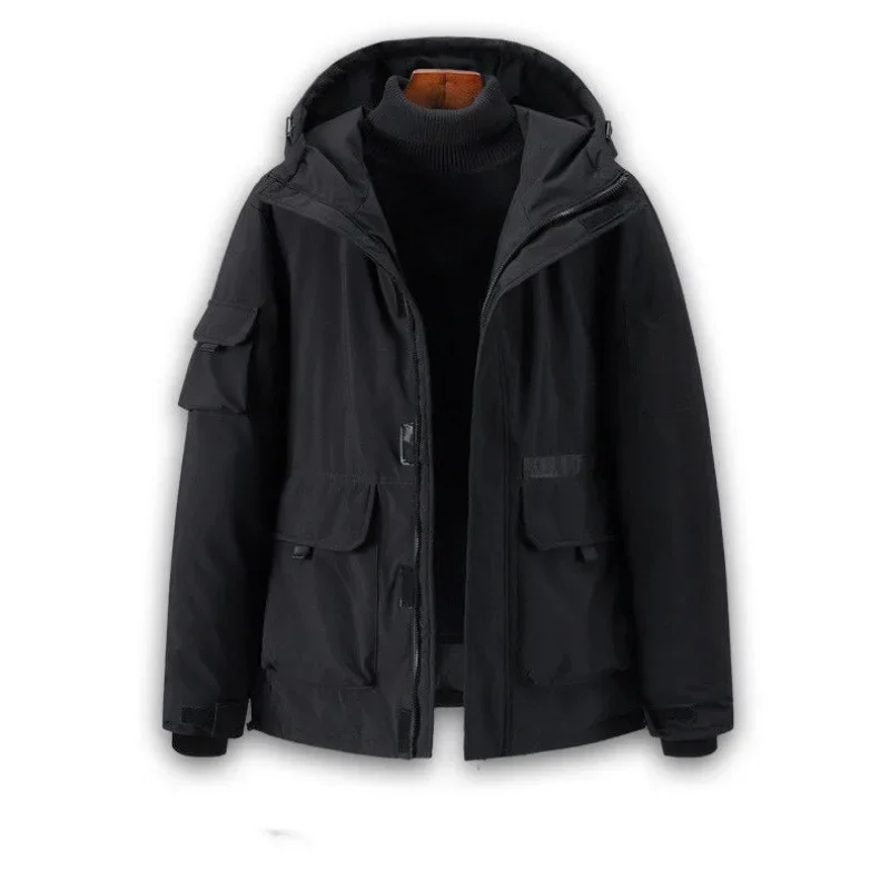 Jaket panjang longgar, jaket parka tebal hangat pria, jaket Down musim dingin pecinta hoodie, mantel Siswa