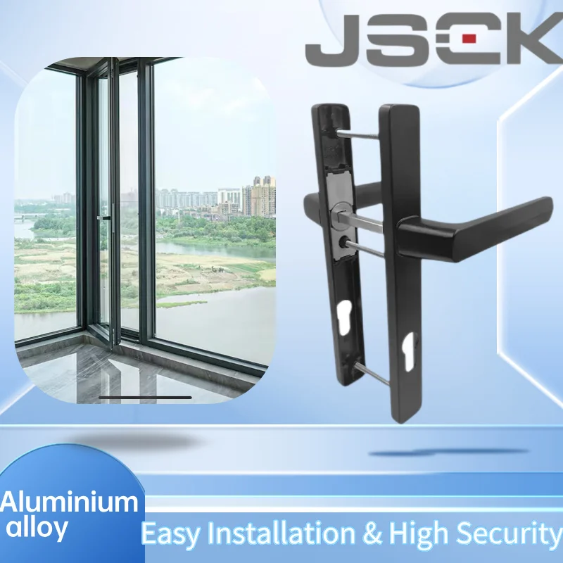 

방문손잡이 Wholesale 85 black aluminum square Lever Door Handles Lock with plate for aluminum door knobs room kitchen bedroom