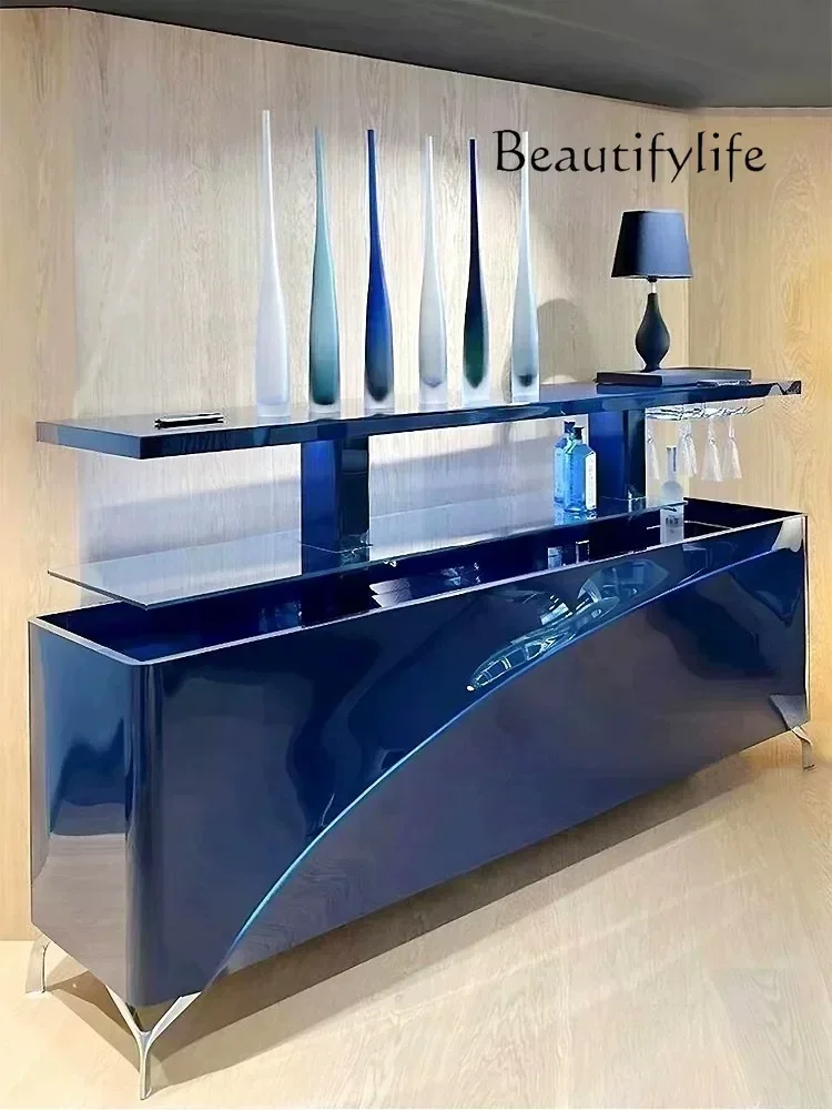 I HX Automatic Lift Dining Side Modern Minimalist Solid Wood Paint Lift Wine Cabinet Bar Locker S