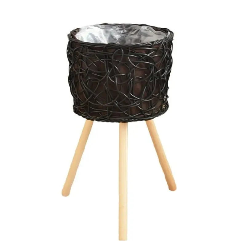 

A24F-Balcony Floor-Standing Plant Baskets Woven Flower Pots Living Room Decorative Flower Stands Indoor Storage Racks