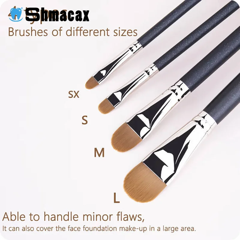Brocha de maquillaje corrector de base ultrafina, redonda y plana, herramienta de maquillaje corrector de crema líquida de contorno profesional, 4 tipos de tamaños