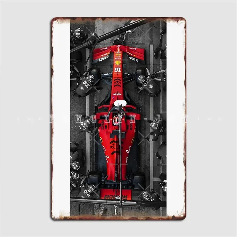 Charles Leclerc Pit Stop Poster Metal Plaque Club Mural Wall Decor Custom Tin Sign Poster