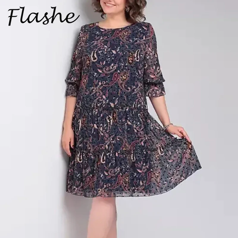 

Vintage Printed Dress Women O Neck Casual Short Sleeve Loose Flower Printed Dresses For Women Fashion Beach Holiday Vestidos