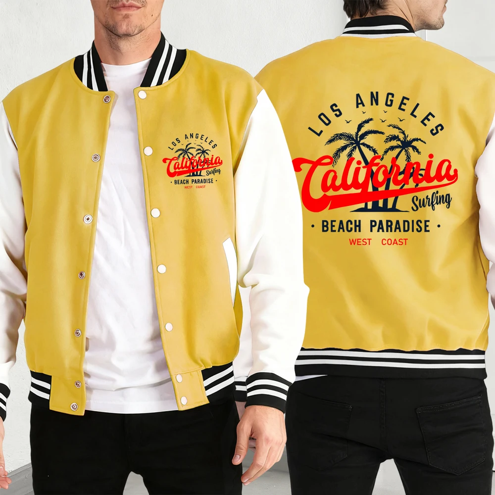 

California Beach Paradise West Coast Men Jacket Vintage Loose Coat Street Casual Top Autumn All-Match Tracksuit Unisex Clothing
