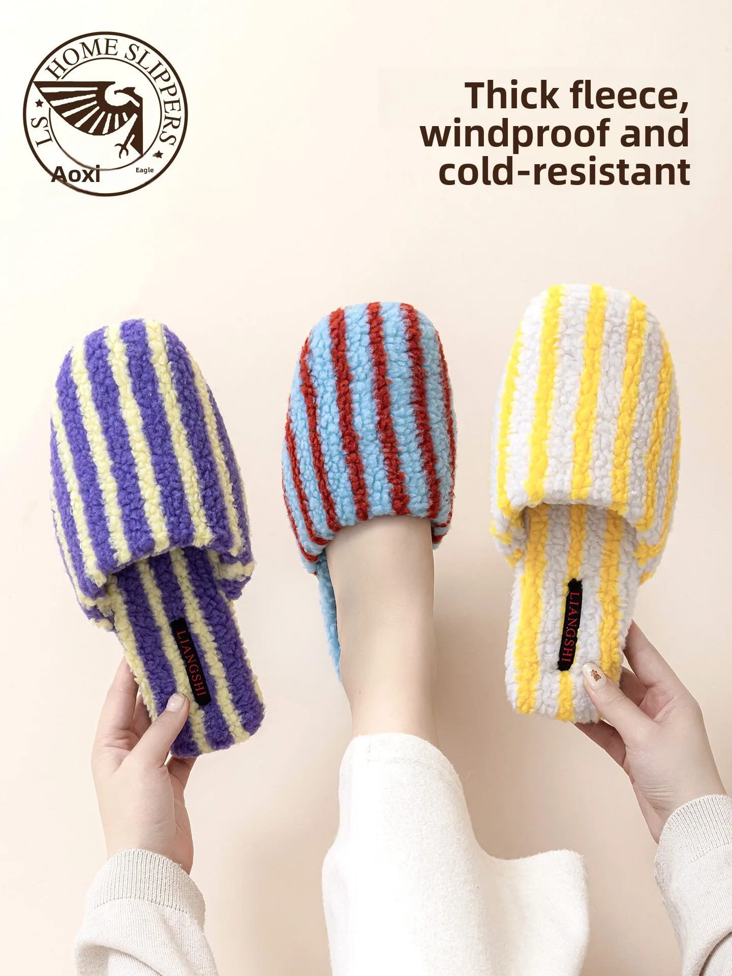 

Домашние тапочки для пар, теплые домашние тапочки в полоску в стиле ретро, домашние тапочки с противоскользящей бархатной поверхностью, мужские и женские удобные хлопковые тапочки