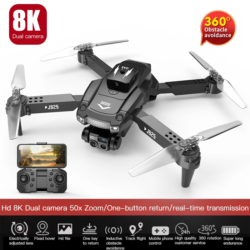 JS25 Drone 8K fotografia aerea HD Quadcopter ESC evitamento ostacoli pieghevole telecomando aereo giocattolo per bambini maschio