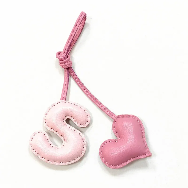 

S Letter with Love English Letter Bag Pendant, Pure Hand Stitching Genuine Leather Women's Bag Pendant, Car Pendant, Bag DIY
