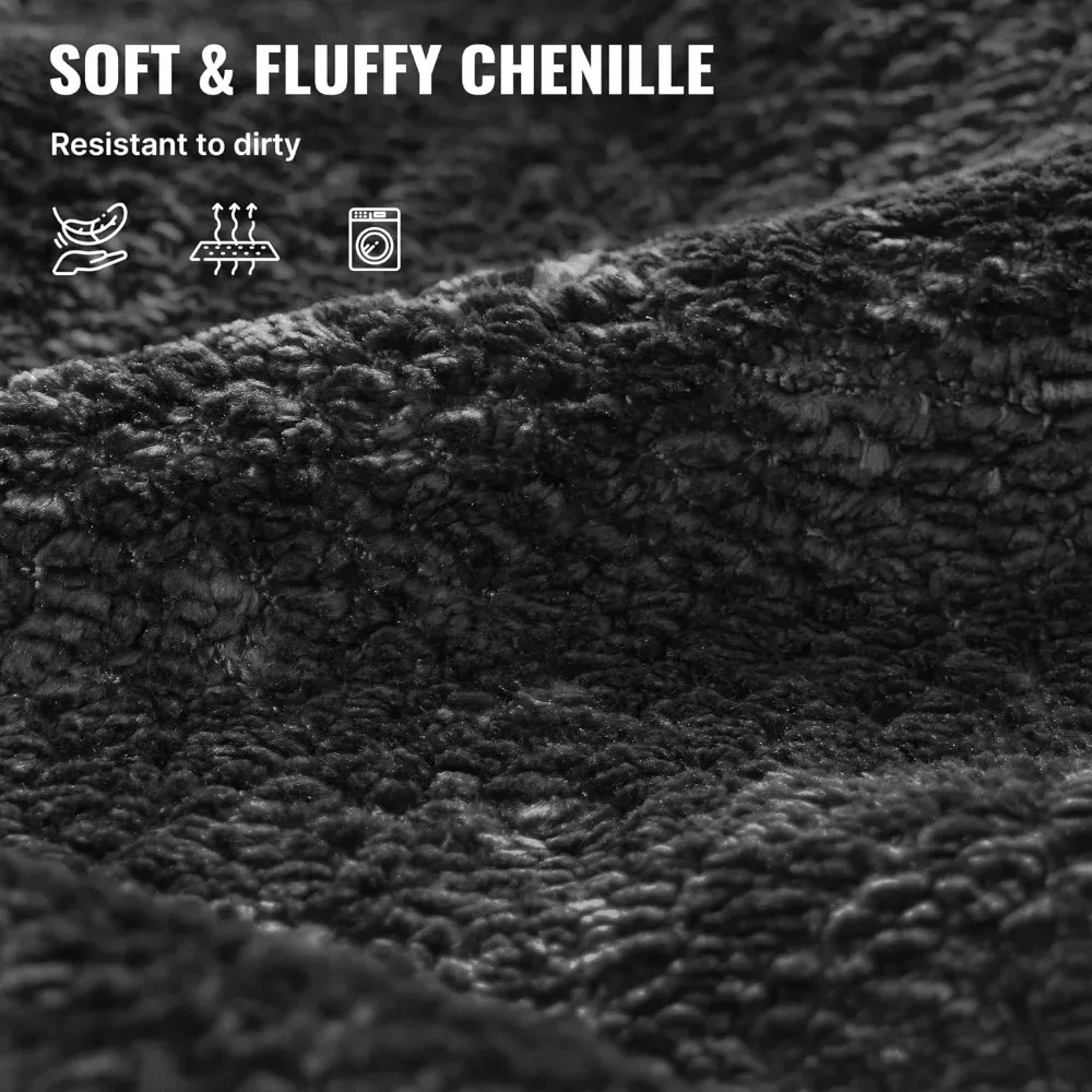 أريكة بمقعدين سحابي حديث منجد من الشنيل مقاس 77 بوصة، لا تتطلب تجميع أرائك ذات مقعد عميق تتضمن وسادتين للعيش R #5