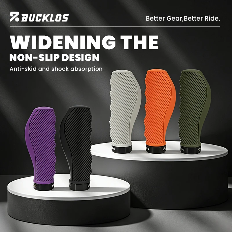 BUCKLOS Mountain Bike Grips Rubber Bicycle Handlebar Grips Lock on MTB Cuffs Shock Absorption Bicycle Handle Bike Accessories