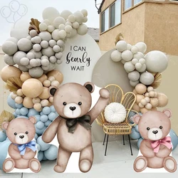 Teddy Bear Mosaic Board 36/48inch Shape Teddy Bear Wave Hand Sit Bear Cutout Backdrop for Baby Shower Kids Birthday Baptism Deco