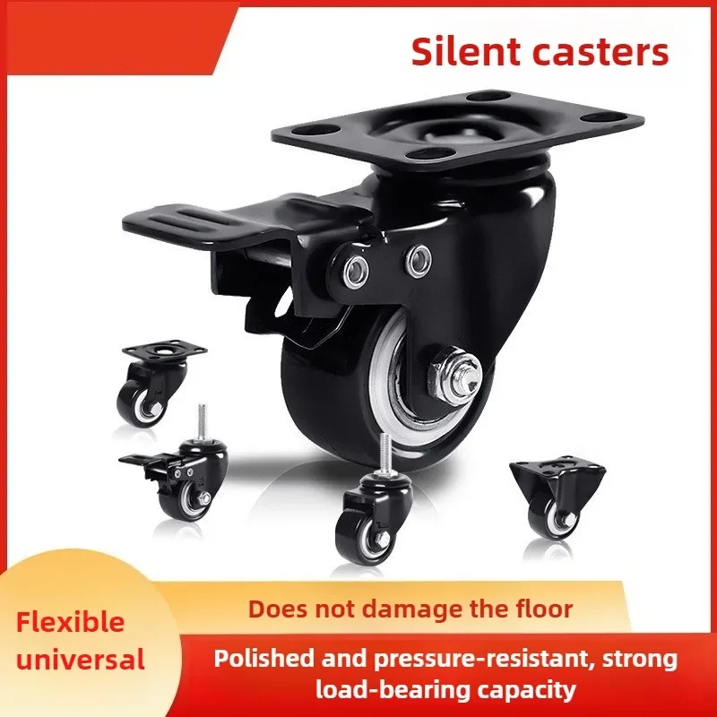 4pcs 1.5 2 2.5 3 Inch Furniture Caster Soft Rubber Universal Wheel Swivel Caster Roller Wheel For Platform Trolley Accessories