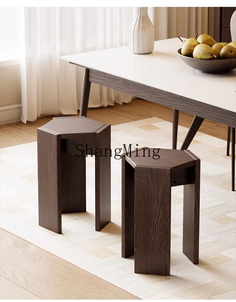 

CL high value solid wood home stackable combination hexagonal stool living room side few simple dining table