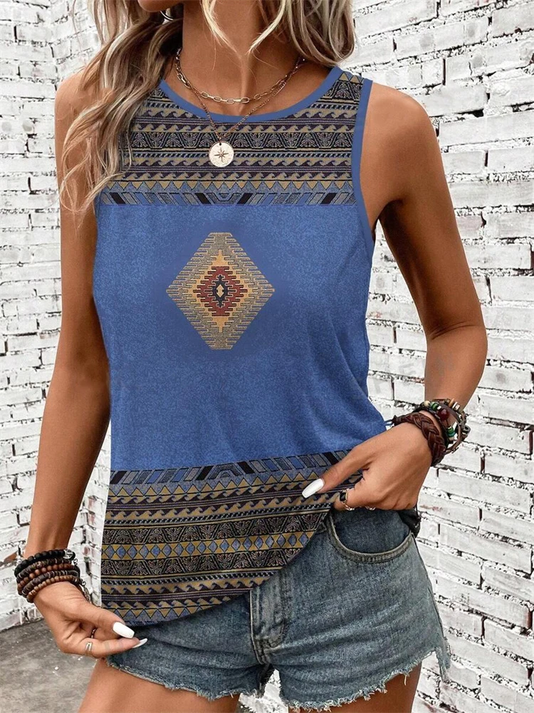Dream Catcher Stampa 3D Canotte Donna O-Collo Stile etnico Gilet casual con spalle scoperte Y2k Top senza maniche Canotta Abbigliamento donna