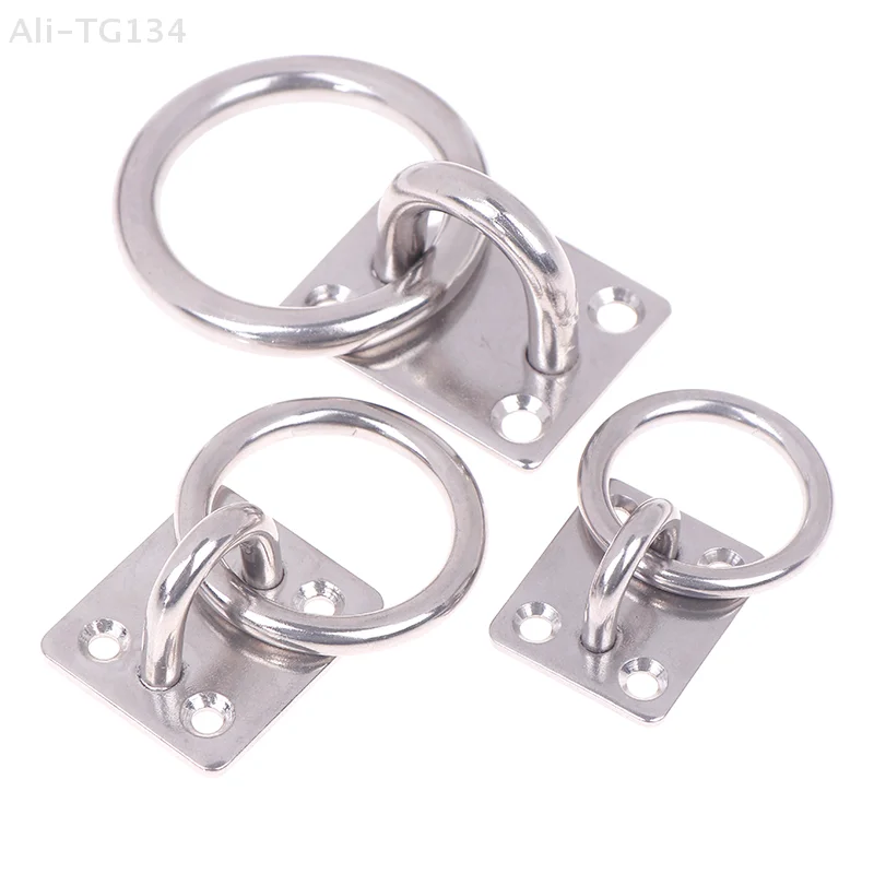 304 Stainless Steel Marine Eye Plate Hook with round Ring Lashing Tie down for Boat Yacht Square Hardware 5/6/8mm