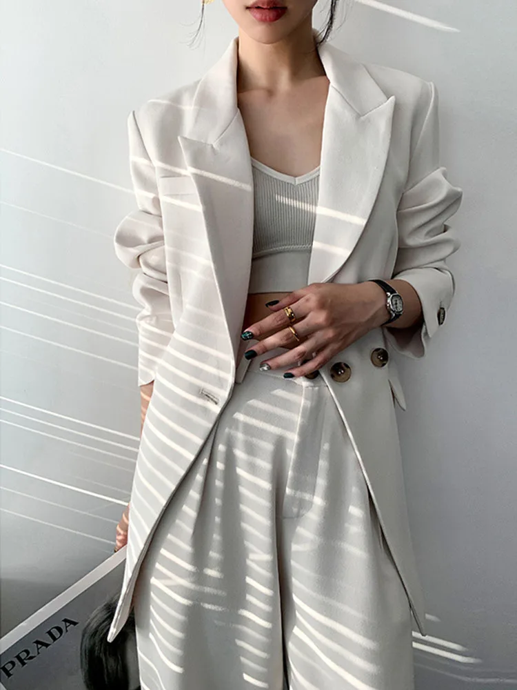 BZVW White Luxury Suit Two Piece Women's 2024 Autumn Temperament Office Lady Fashion Professional Blazer Sets Female 25X3031