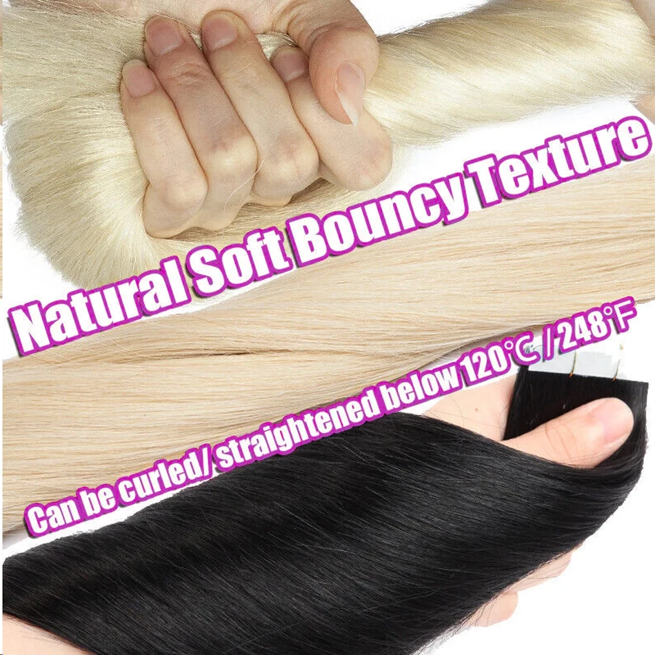 Full Shine Tape in Hair Extensions Human Hair 18 Inch Blonde Remy Human Hair Tape in Extensions Invisible Tape in Hair 20Pcs 50G