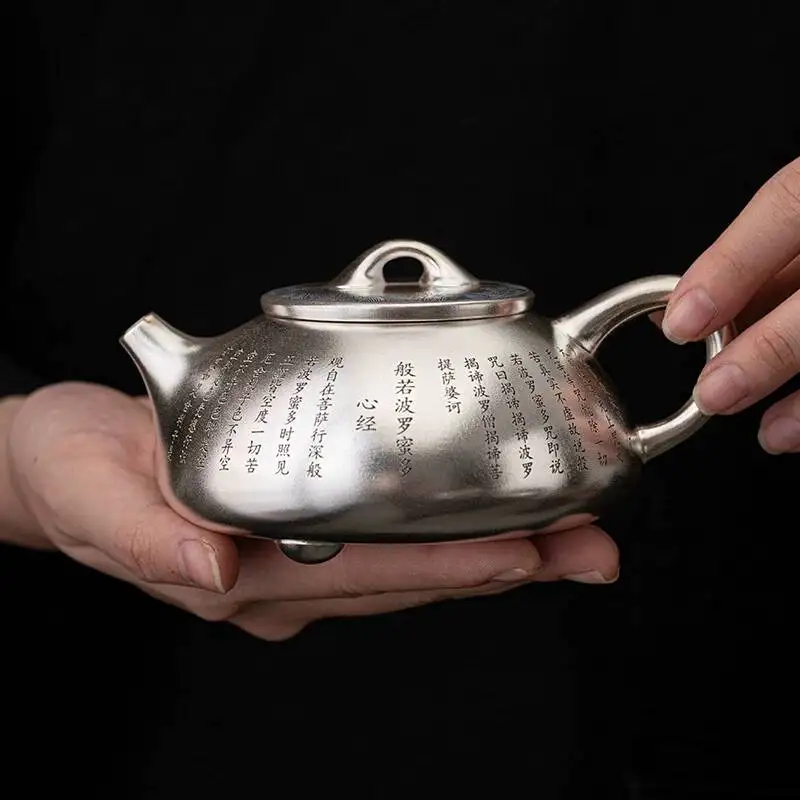 He Fusi Porcelain For Home Use High End Kung Fu Tea Set Silver Plated Heart Sutra Phoenix Teapot Gift Box Set