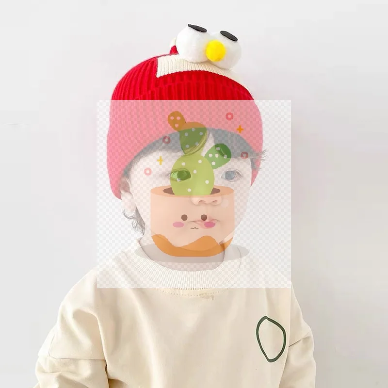 秋と冬のベビー帽子かわいいベビー帽子韓国スタイルプルオーバーウール帽子耳保護子供用ニット帽子