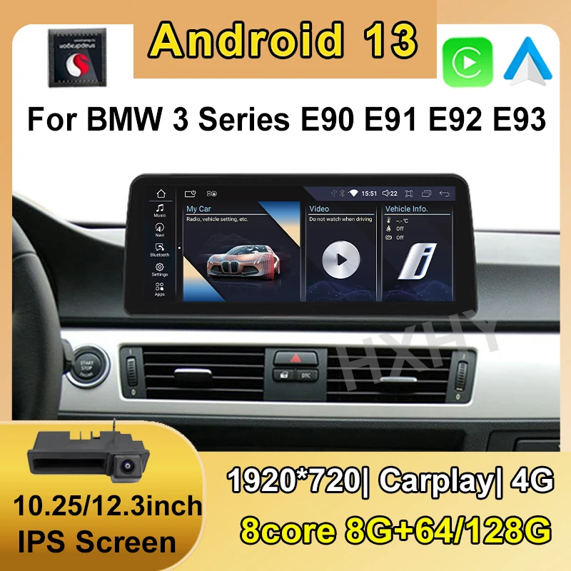 Android 13 Snapdragon Car Intelligent System Wireless CarPlay 8+128G for BMW 3 Series E90 E91 2006-2011  Autoradio Multimedia