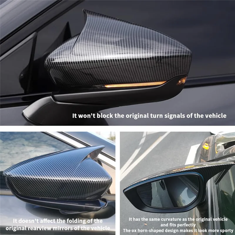 

For Mazda 3 Axela 2019-2025 Car Exterior Door Ox Horn Rearview Mirror Cover Side Mirror Cap Trim Accessories Carbon