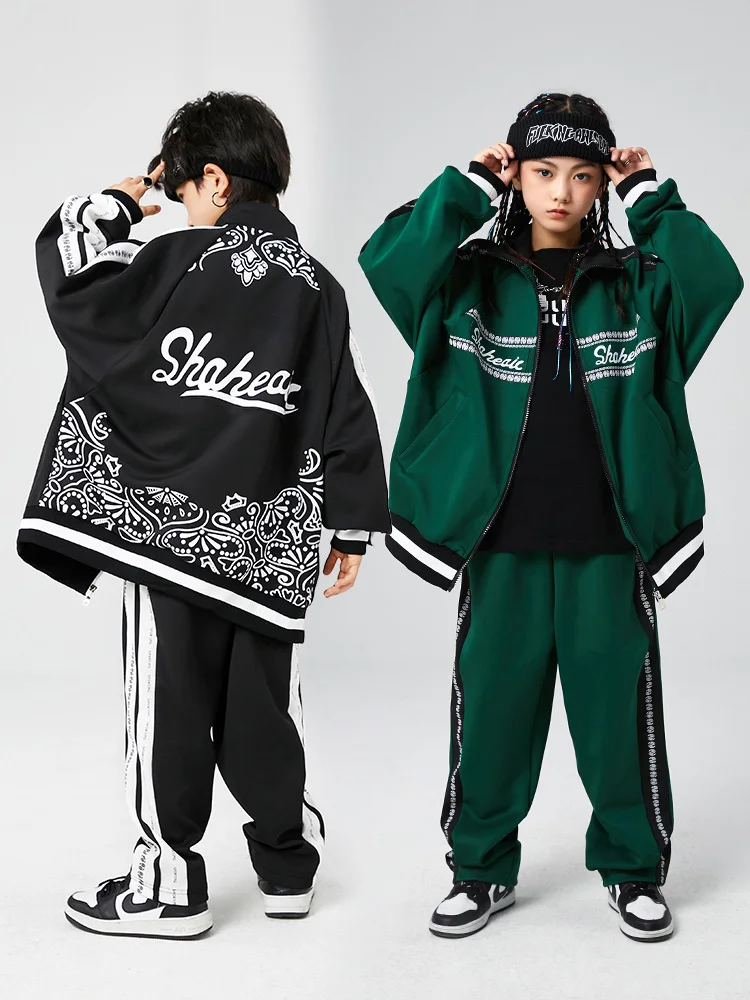 

Kids Ballroom Hip-Hop Dance Clothes Girls Boys Jazz Performance Costume Fashion Jacket Pants Long Sleeved Hip Hop Costume BL9351