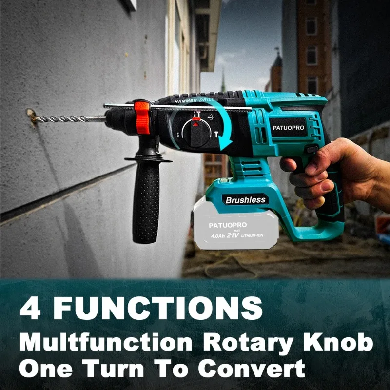 مثقاب مطرقة دوارة لاسلكي بدون فرش 18 فولت SDS Plus مثقاب مطرقي 4 أوضاع محدد مناسب لبطارية ماكيتا 18 فولت (بدون بطارية)