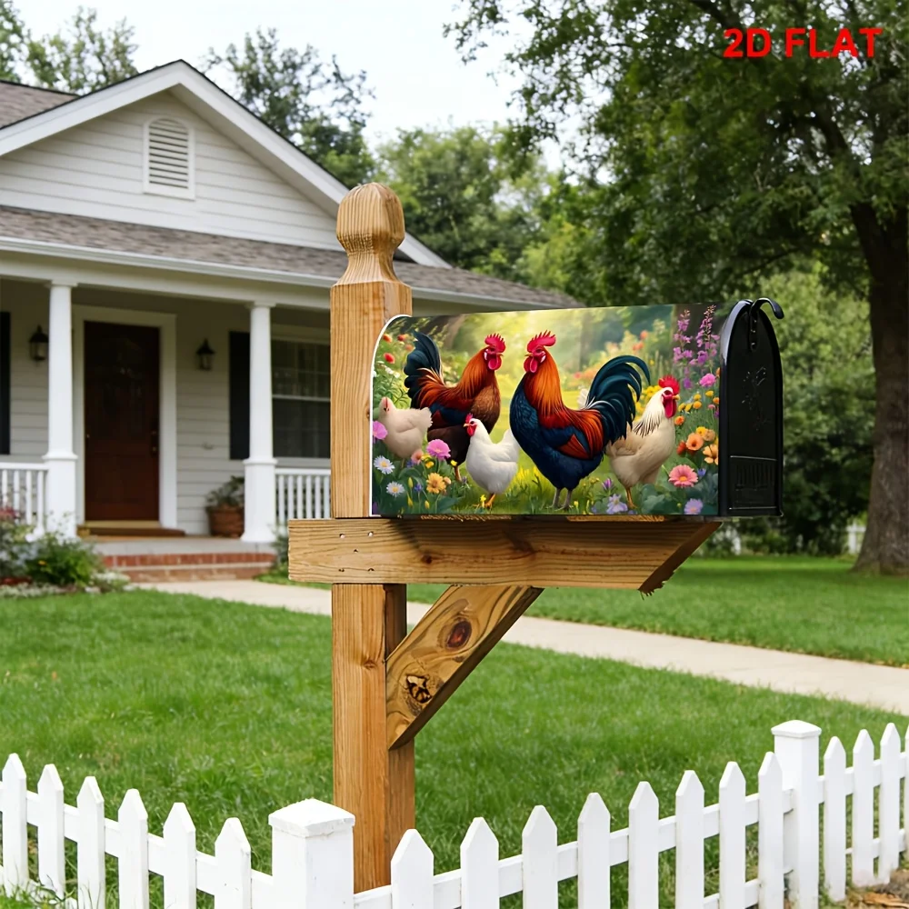 1pc Farm rooster and hen themed mailbox cover, suitable for outdoor mailbox decoration for daily use, yards and gardens
